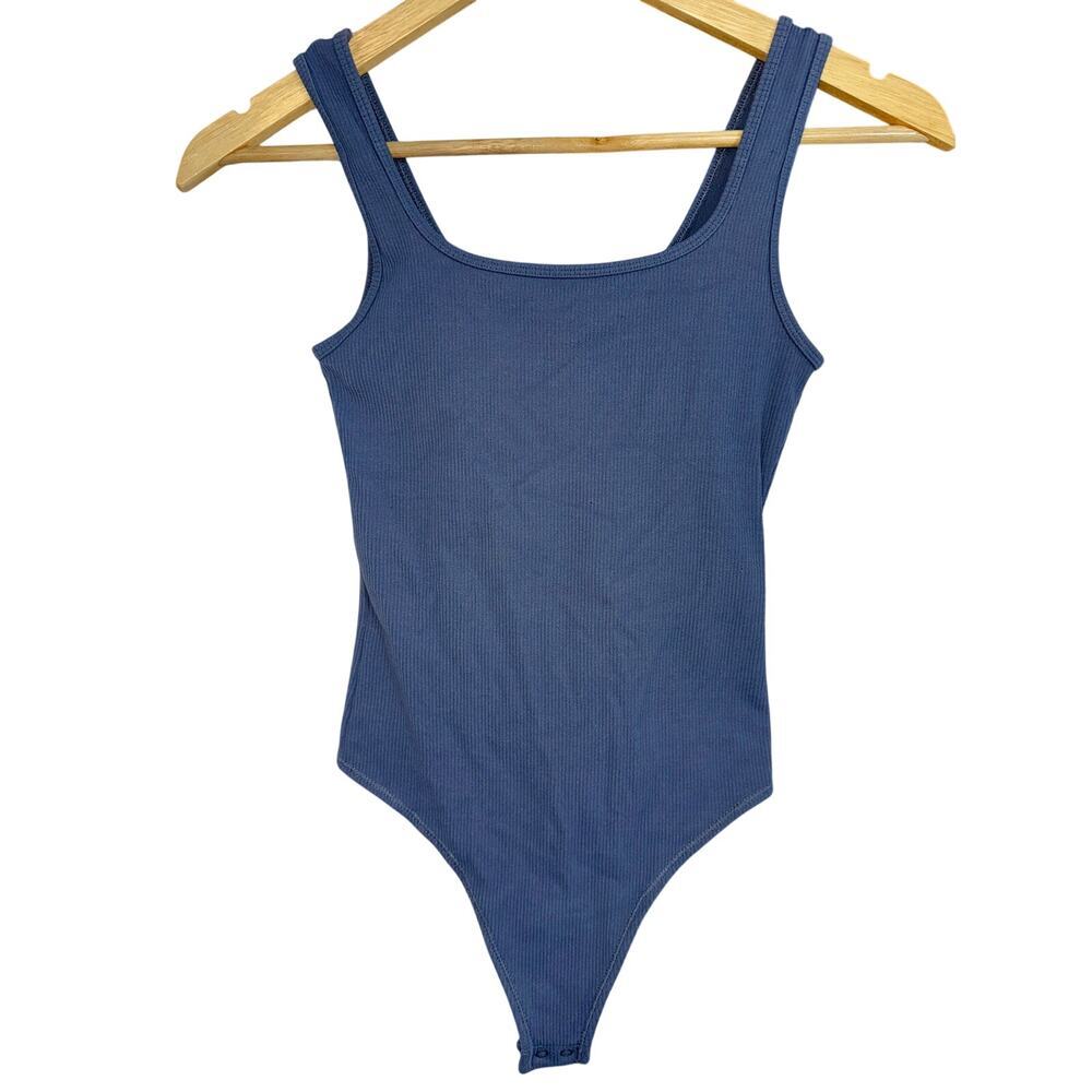 Abercrombie & Fitch Soft AF Blue Ribbed Knit Sleeveless Tank Bodysuit Womens XS